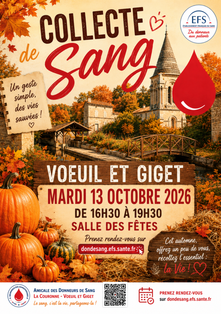 Don du sang à Voeuil et Giget