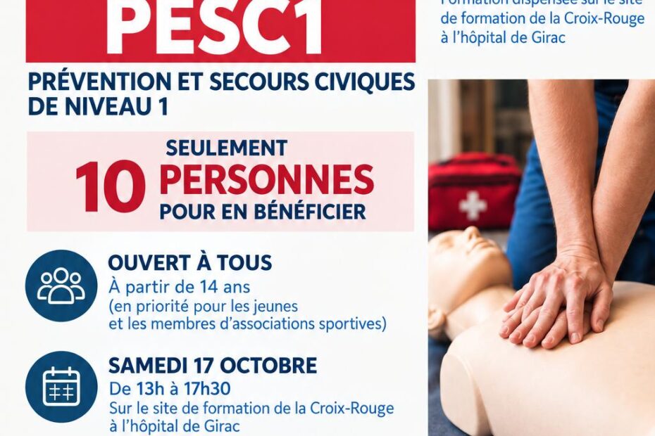Formation ouverte à tous à partir de 14 ans, avec une priorité aux jeunes et aux membres des associations sportives de la commune.
