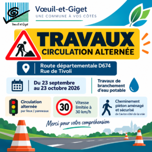 travaux rue de Tivoli ville de Voeuil et Giget